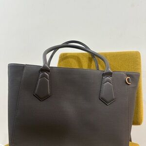 Dagne Dover Gray and Gold Structured Tote Bag